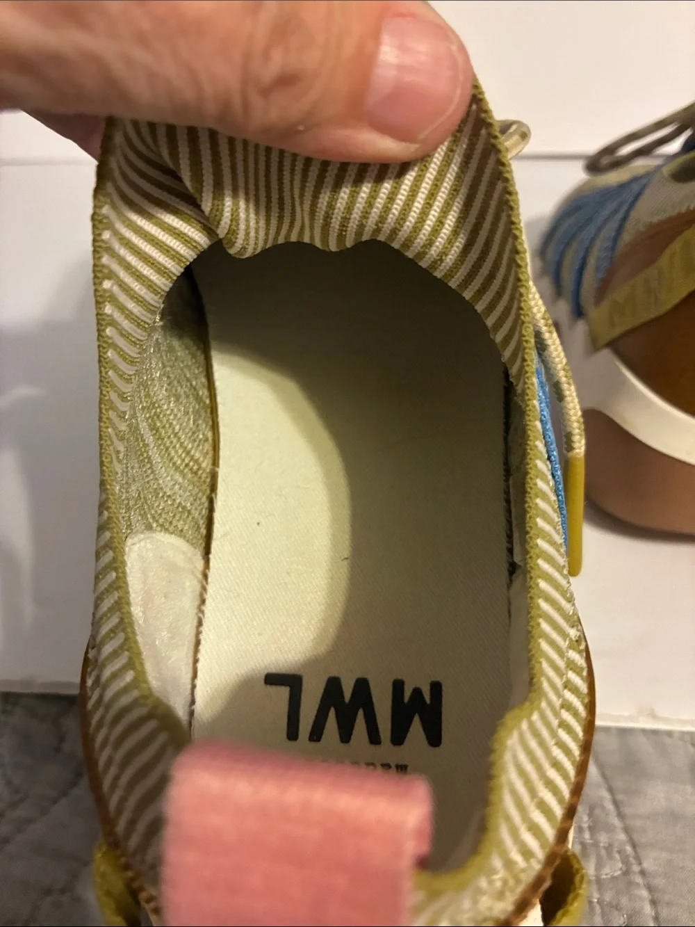 Madewell Sneakers, Women’s size 9/Men’s size 7.5, Moss Green, Blue, Pink